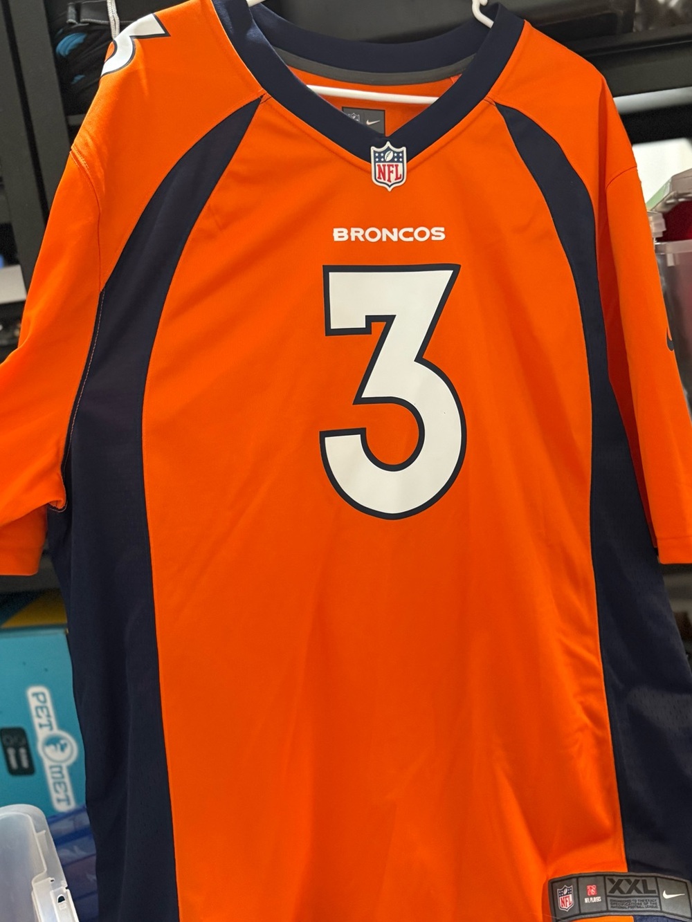 NFL Denver Broncos Orange and Navy #3 Men's Jersey